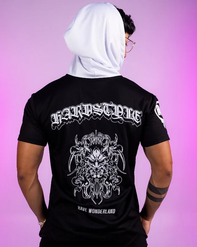 Hardstyle Hooded Baseball Jersey Hoodie with Drop Shoulder Relaxed Streetwear