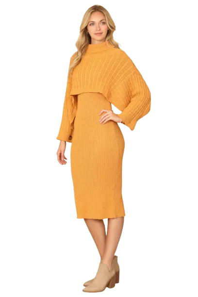 Mustard Plus Size Ribbed Sleeve Shawl n Sweater Dress Set - Pack of 6 Trendy Boho Style Shawl Mustard Plus Size Ribbed Sleeve Shawl n Sweater Dress Set - Pack of 6 Trendy Boho Style Shawl