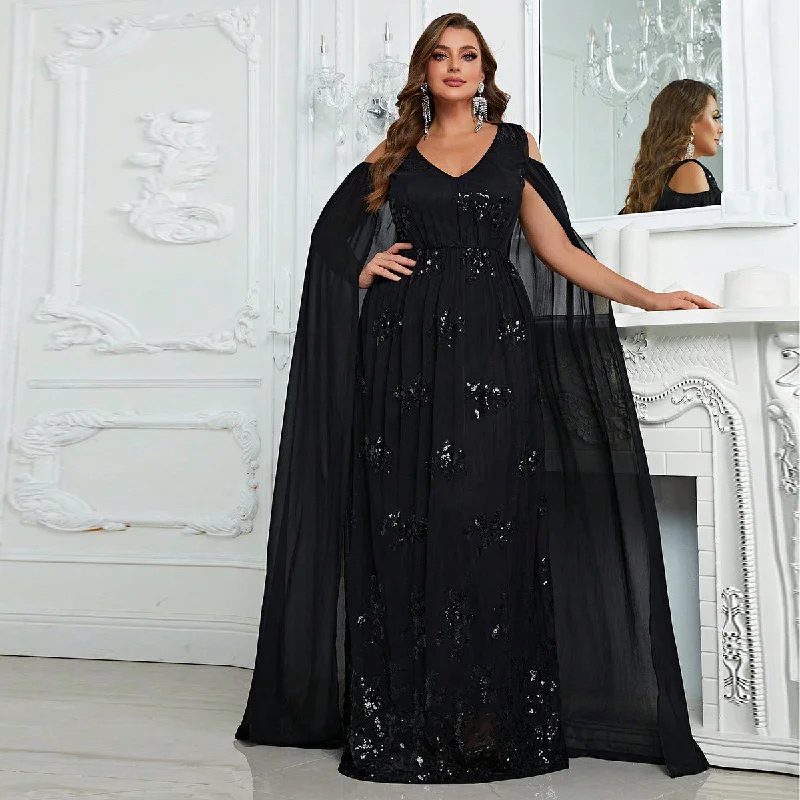 NiDELL Large Size off-the-Shoulder Party Dress Elegant Senior Evening Dress Shawl Sleeve Design Long Dress-Fmg775 Luxurious Cashmere Shawl Wrap NiDELL Large Size off-the-Shoulder Party Dress Elegant Senior Evening Dress Shawl Sleeve Design Long Dress-Fmg775 Luxurious Cashmere Shawl Wrap