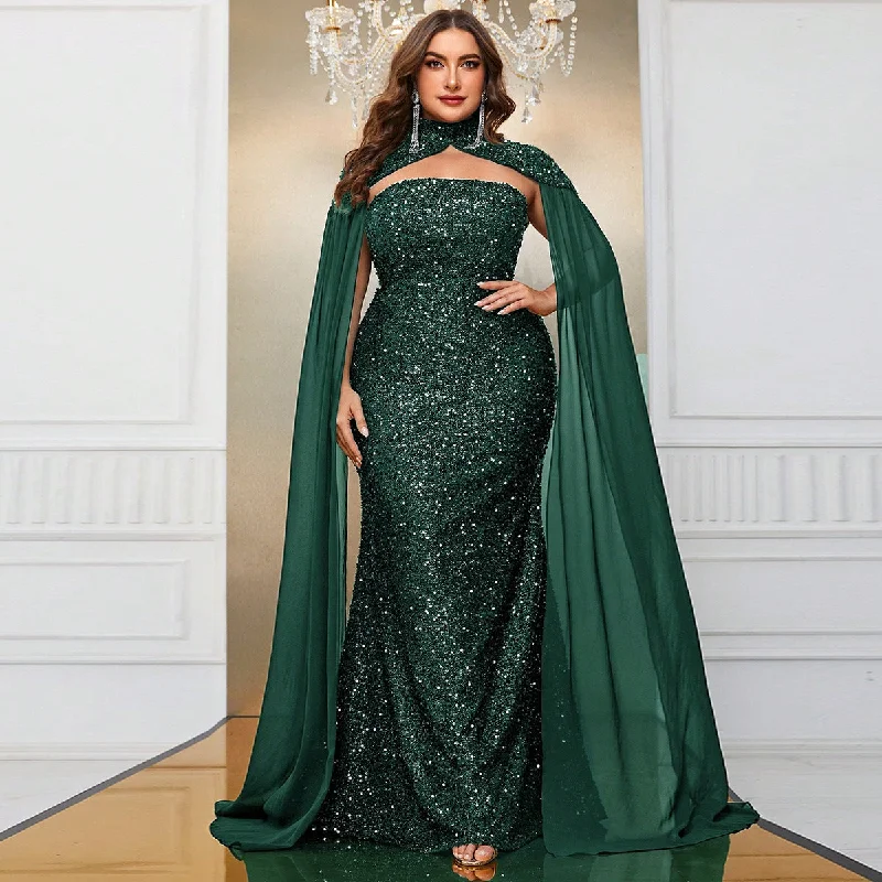 NiDELL New European and American Senior Evening Dress plus Size Sequined Shawl Dress Elegant Banquet Maxi Dress-FMGT610-1 Chic Cotton Shawl Wrap NiDELL New European and American Senior Evening Dress plus Size Sequined Shawl Dress Elegant Banquet Maxi Dress-FMGT610-1 Chic Cotton Shawl Wrap