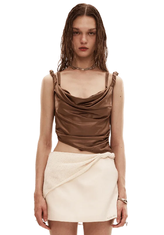Two Piece Coated Camisole Square Neck One-Shoulder Off-the-Shoulder