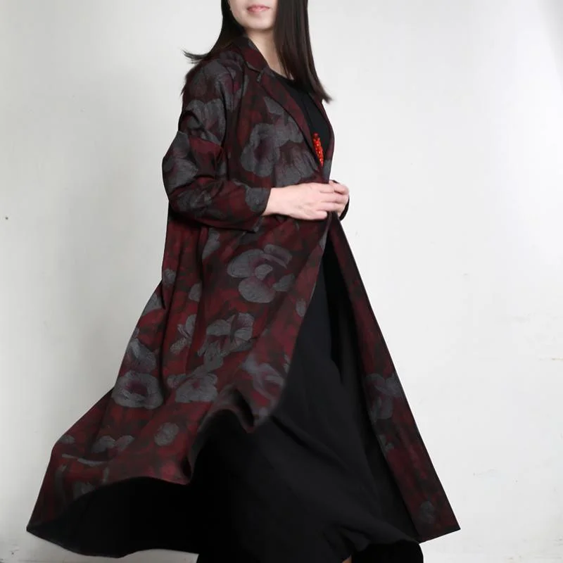 2017 new print cotton coat burgundy plus size elegant trench coat winter warm Elegant Long Sleeve Trench 2017 new print cotton coat burgundy plus size elegant trench coat winter warm Elegant Long Sleeve Trench