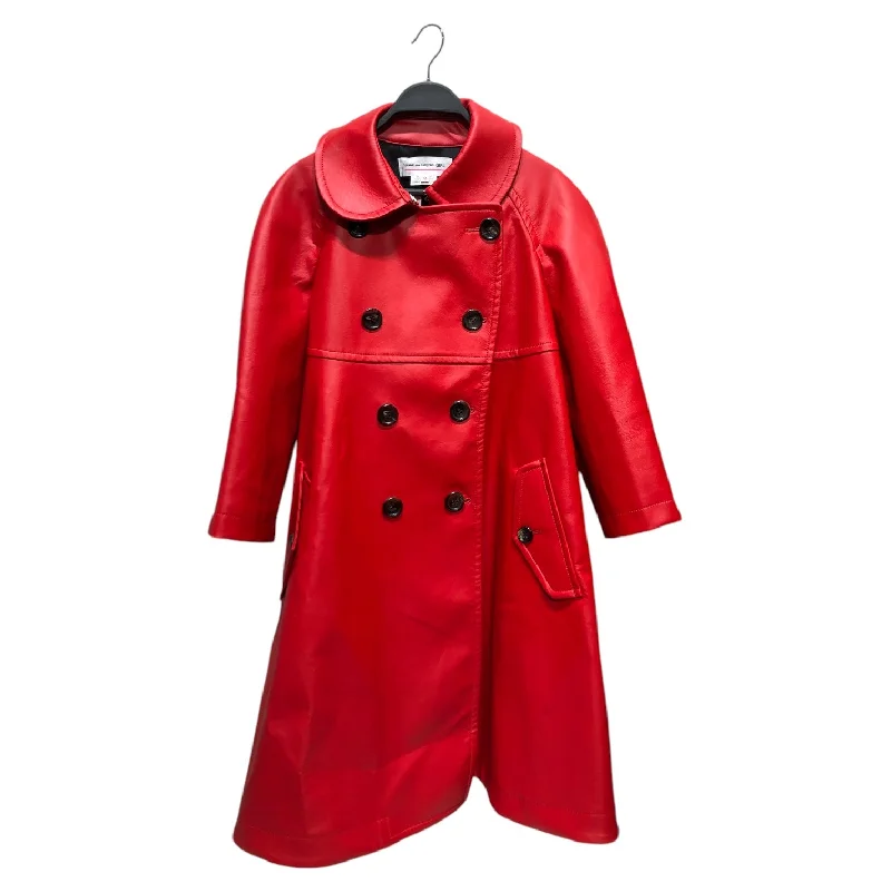 COMME des GARCONS GIRL/Trench Coat/M/Leather/RED/heart cutout Fashionable Wide-Leg Trench