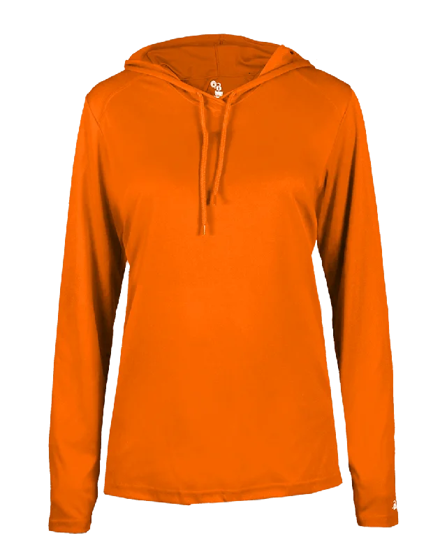 Badger 4165 Women's B-Core Long-Sleeve Hooded Tee Hoodie with Elastic Cuffs Stretchable Comfortable Badger 4165 Women's B-Core Long-Sleeve Hooded Tee Hoodie with Elastic Cuffs Stretchable Comfortable