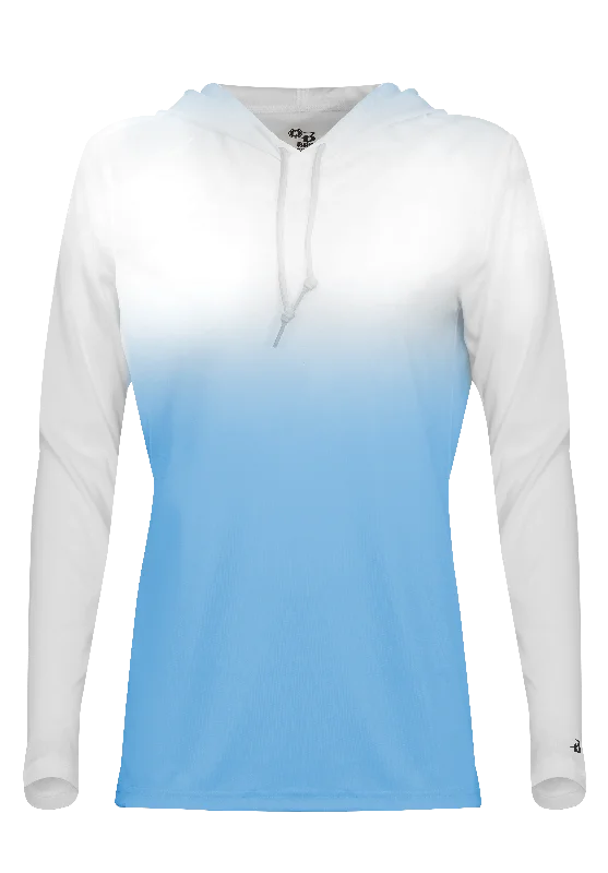 Badger Women's Ombre Hooded Tee Hoodie with Cuffed Sleeves Snug Secure
