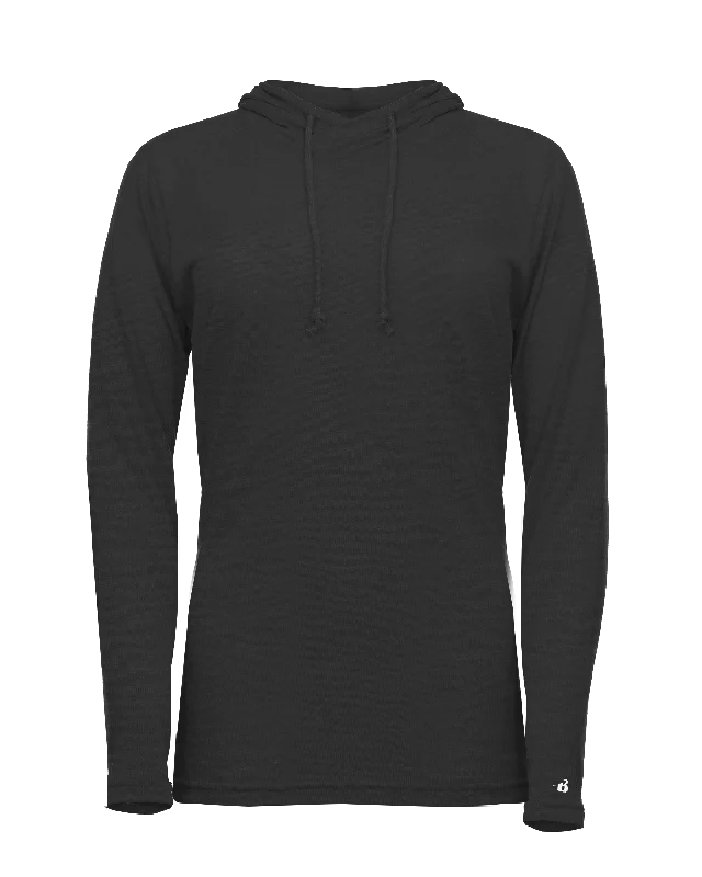 Badger Women's Tri-Blend Surplice Hooded Tee Hoodie with Tied Waist Feminine Flattering Badger Women's Tri-Blend Surplice Hooded Tee Hoodie with Tied Waist Feminine Flattering