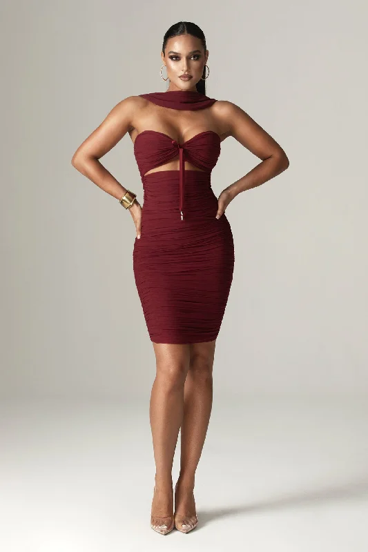Bellucci Pleated Shawl Neckline Ruched Midi Dress (Burgundy) Elegant Wool Shawl Cape Bellucci Pleated Shawl Neckline Ruched Midi Dress (Burgundy) Elegant Wool Shawl Cape