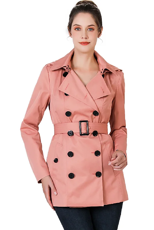 BGSD Women Evelyn Waterproof Classic Hooded Short Trench Coat Double-Breasted Military Trench Coat BGSD Women Evelyn Waterproof Classic Hooded Short Trench Coat Double-Breasted Military Trench Coat