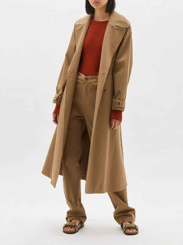 classic gabardine trench coat Elegant Fitted Trench Coat