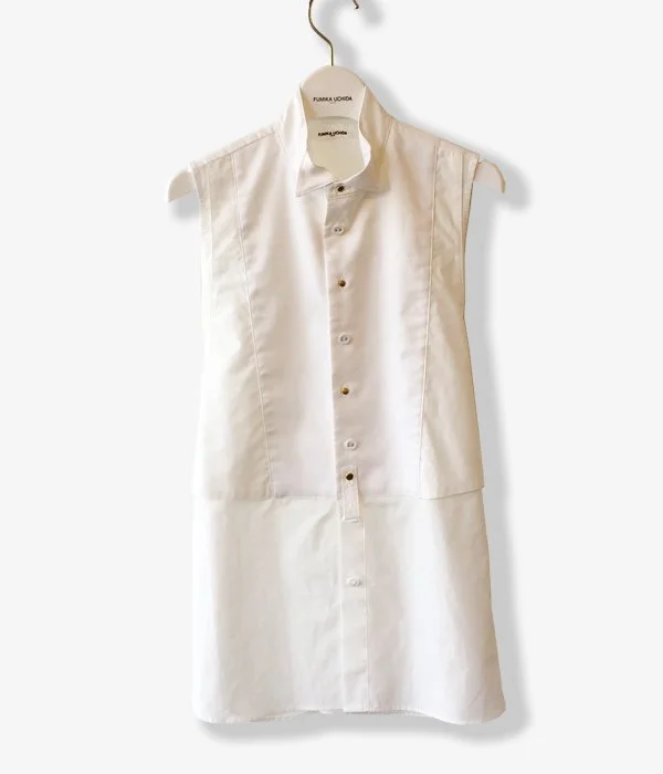 FUMIKA_UCHIDA/ART PIQUE WING-COLLAR NO-SLEEVE WAISTCOATS BIB SHIRT(WHITE) Stylish Button Waistcoat Vest FUMIKA_UCHIDA/ART PIQUE WING-COLLAR NO-SLEEVE WAISTCOATS BIB SHIRT(WHITE) Stylish Button Waistcoat Vest