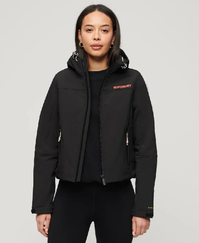 Hooded Soft Shell Trekker Jkt | Black Hoodie with Double Zipper Versatile Adjustable