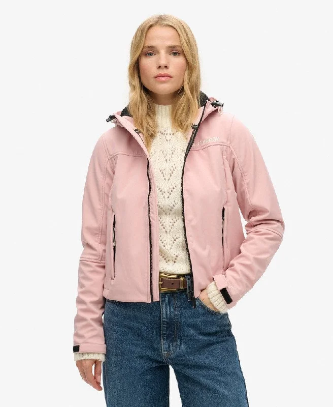 Hooded Soft Shell Trekker Jkt | Vintage Blush Pink Hoodie with Half-Zip Sporty Casual