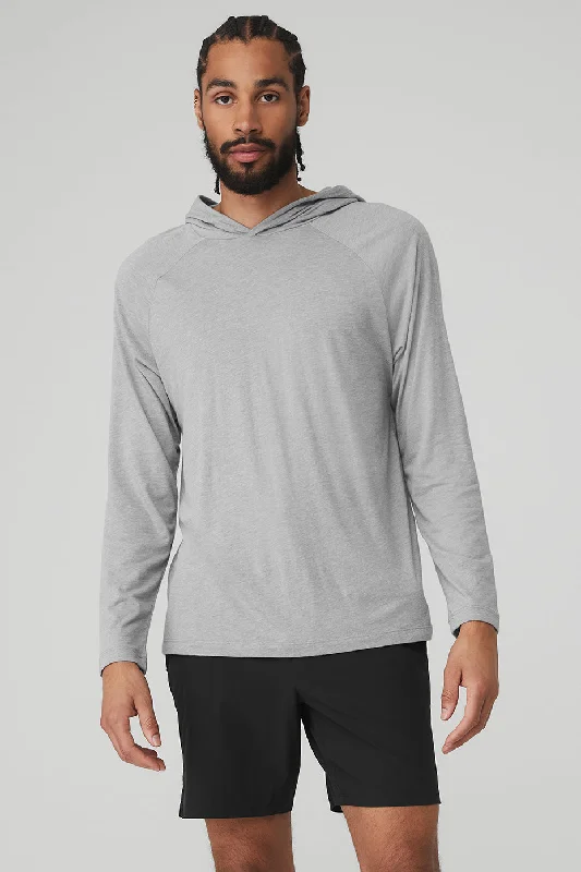 Core Hooded Runner - Athletic Heather Grey Hoodie Dress Longline Feminine