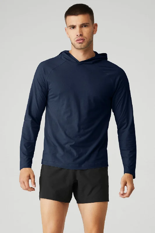 Core Hooded Runner - Navy Hoodie with Pocket Utility Practical