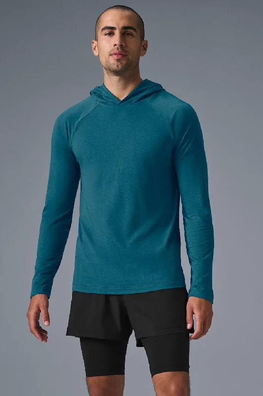 Core Hooded Runner - Oceanic Teal Hoodie Crop Top Short Trendy