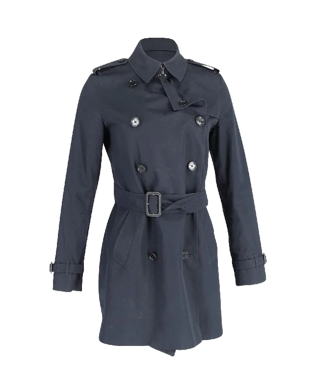 Classic Navy Blue Cotton Trench Coat with Streamlined Silhouette Warm Fleece Lined Trench Classic Navy Blue Cotton Trench Coat with Streamlined Silhouette Warm Fleece Lined Trench