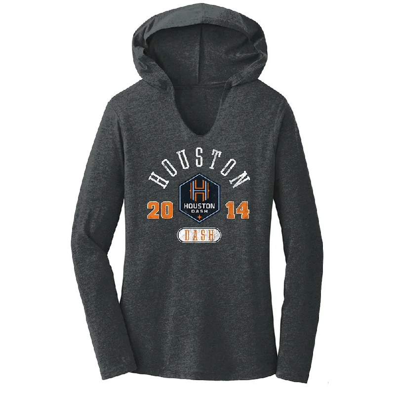 Houston Dash Women's Long Sleeve Hooded Tee Hoodie with Hem Lace Feminine Delicate
