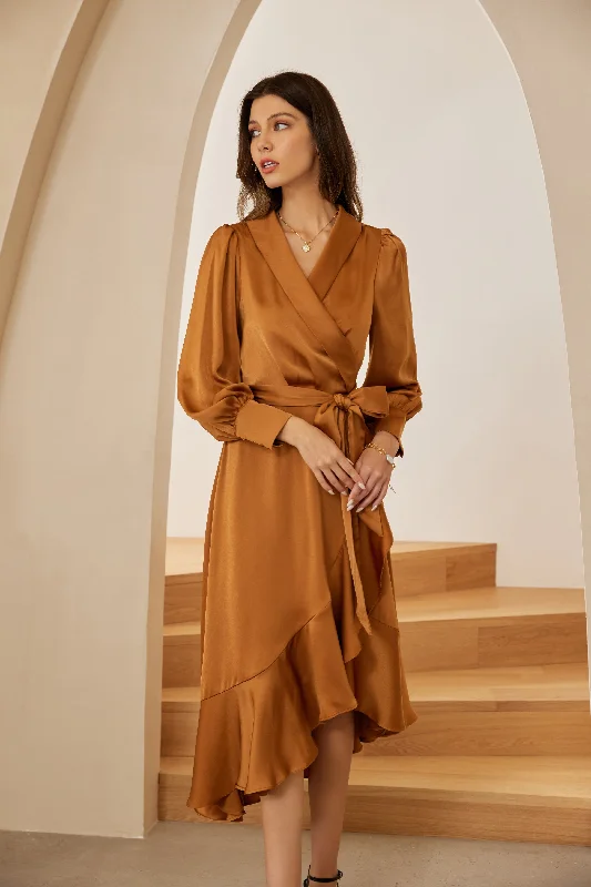 Shawl Lapel Dress Long Sleeve Irregular Hem A-Line Dress Stylish Cashmere Shawl Cape Shawl Lapel Dress Long Sleeve Irregular Hem A-Line Dress Stylish Cashmere Shawl Cape