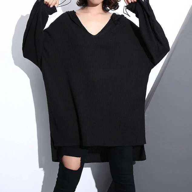stylish black cotton blended oversized Hooded baggy clothing tops women long sleeve asymmetrical design cotton clothing Hoodie with Elastic Waist Stretchable Comfortable stylish black cotton blended oversized Hooded baggy clothing tops women long sleeve asymmetrical design cotton clothing Hoodie with Elastic Waist Stretchable Comfortable