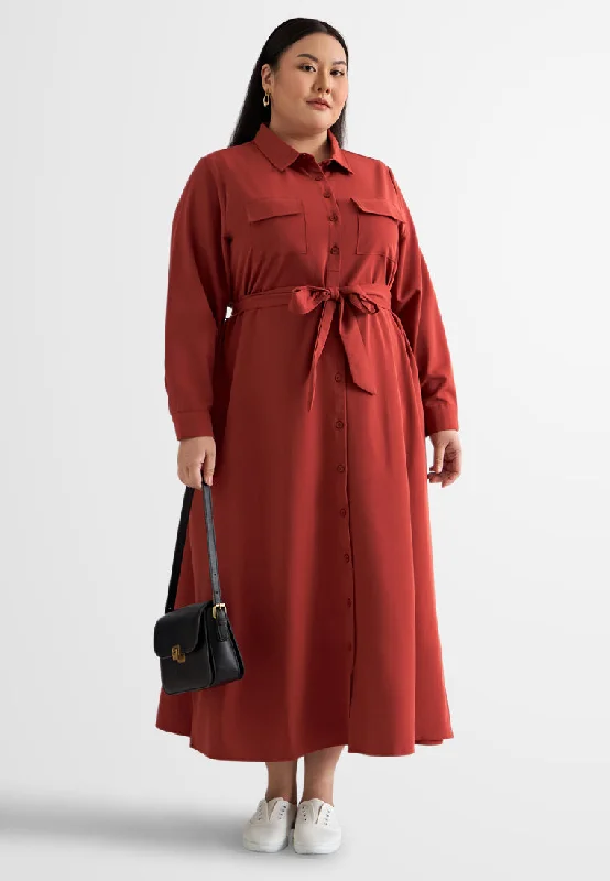 Treena Long Trench Style Button Dress Shirt (Premium Material) Classic Tailored Trench Coat Treena Long Trench Style Button Dress Shirt (Premium Material) Classic Tailored Trench Coat
