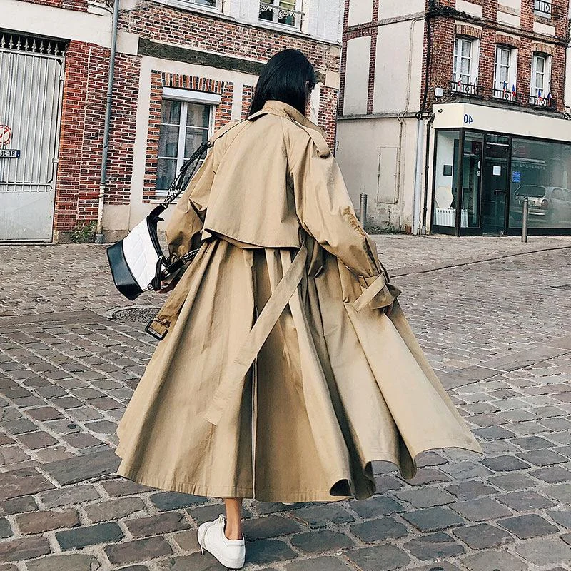 Women Long Trench Coat  Windbreaker Warm Waterproof Trench Coat