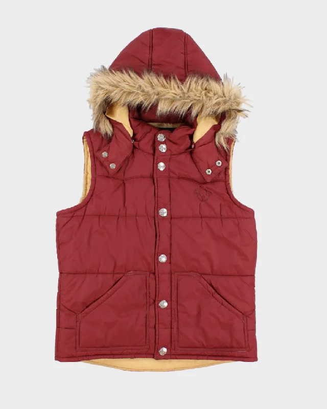 Y2K 00s True Religion Faux Fur Puffer Vest - M Structured Blazer Vest