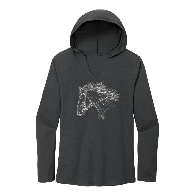 23524 - Horse Head Ladies Hooded Tee Hoodie with Contrast Stitching Detailed Premium 23524 - Horse Head Ladies Hooded Tee Hoodie with Contrast Stitching Detailed Premium