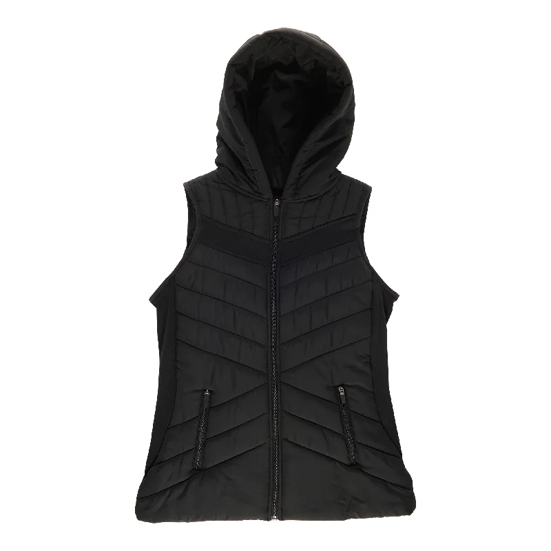 ACX Active Women's Hooded Quilted Vest Hoodie with Metallic Shiny Futuristic