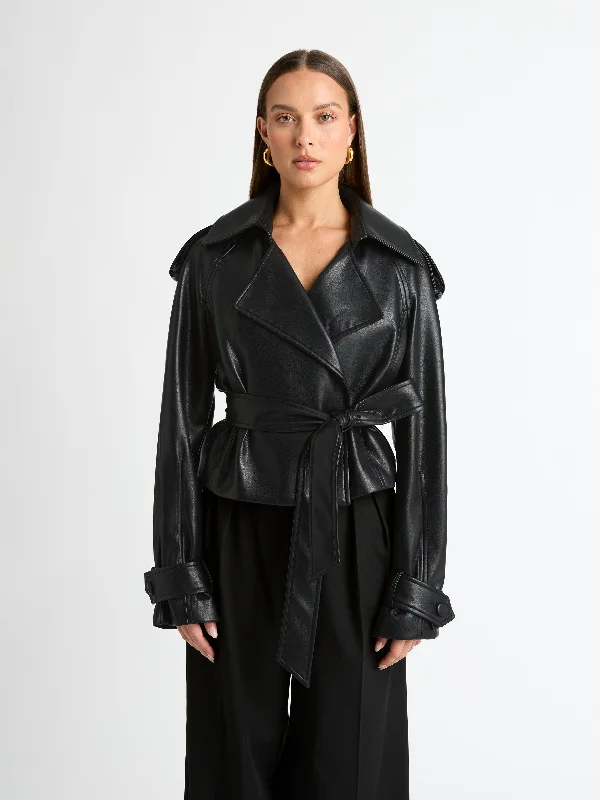ALFIE CROP TRENCH Warm Plaid Trench Jacket