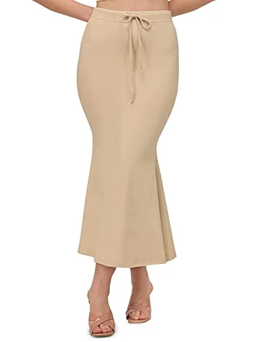 ALYNE Lycra Saree Petticoat, Women's Blended Shapewear (Medium, Beige) Denim Leather Suede