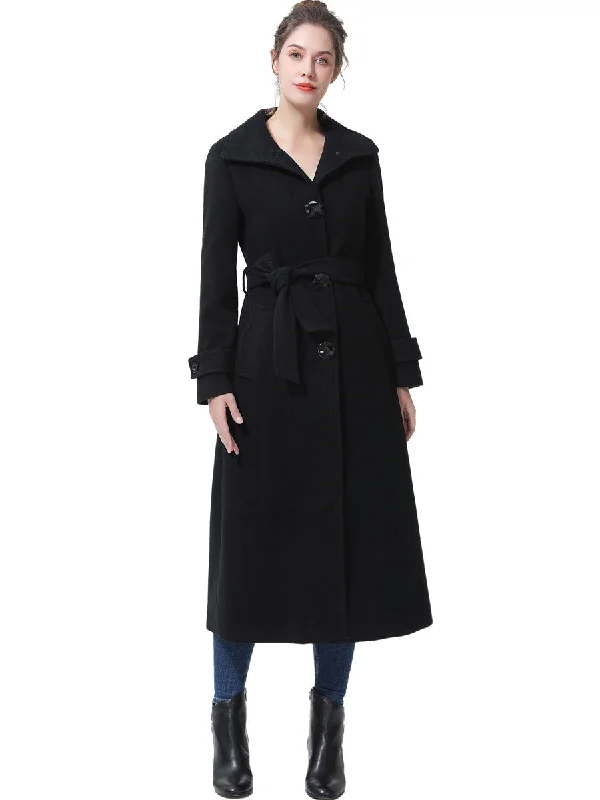 BGSD Women Ela Full Length Long Wool Trench Coat Trendy Puffer Trench Coat