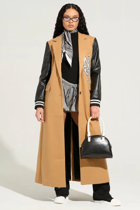 BRENTWOOD 2.0 VARSITY TRENCH Trendy Wide-Cuff Trench Coat