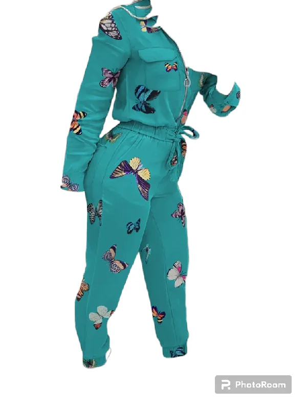 Butterfly Print Zipper Pocket Design Rompers Women Jumpsuit Long Sleeve Slim Fit Lace Up Waist Jumpsuits Casual Overalls Short-Sleeve Denim Jumpsuit Butterfly Print Zipper Pocket Design Rompers Women Jumpsuit Long Sleeve Slim Fit Lace Up Waist Jumpsuits Casual Overalls Short-Sleeve Denim Jumpsuit