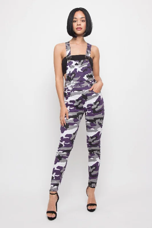 Women's Camo Color Overalls High-Neck Overall Dress