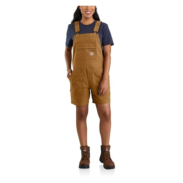 Women's Rugged Flex Relaxed Fit Canvas Short Overalls Tapered Leg Overalls