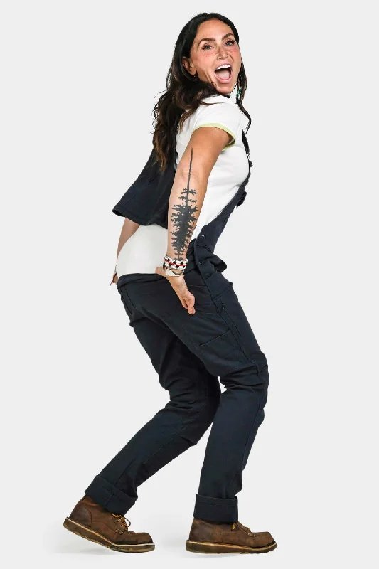 Freshley Drop Seat Overalls in Navy Canvas Stylish Workwear Overalls