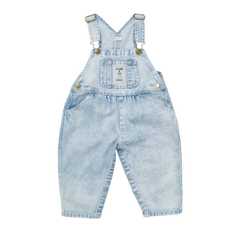 Goldie & Ace Austin Denim Overalls - Vintage Denim Long Sleeve Jumpsuit
