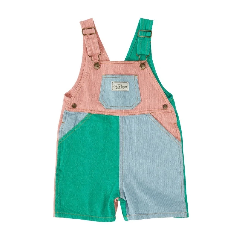 Goldie & Ace Burton Overalls - Denim/Green/Rust Outdoor Utility Overalls