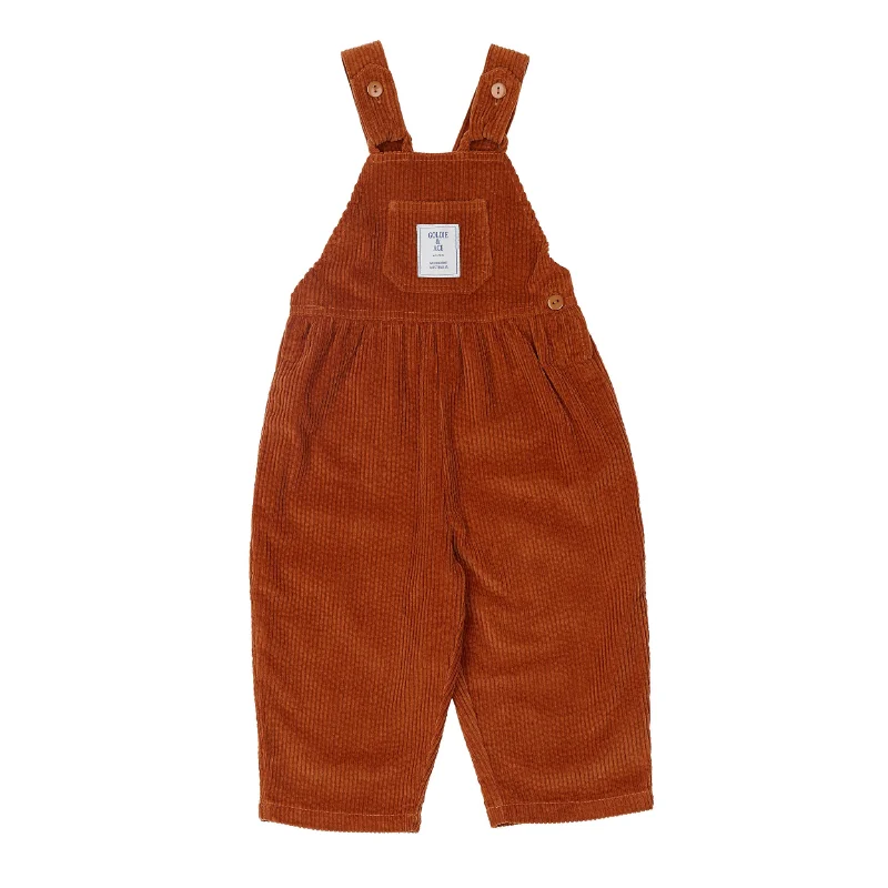 Goldie & Ace Sammy Cord Overalls - Rust Comfy Travel Overalls
