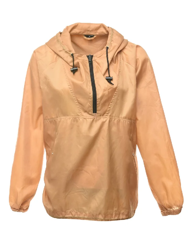 Hooded Windbreaker - M Hoodie with Hem Fringe Bohemian Relaxed