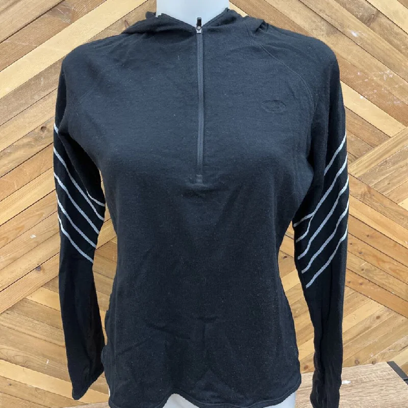 icebreaker - Women's 320 Merino Sport Hooded 1/4-Zip Base Layer Top - MSRP comp $310: Black-women-XL Hoodie with Stripes Bold Sporty icebreaker - Women's 320 Merino Sport Hooded 1/4-Zip Base Layer Top - MSRP comp $310: Black-women-XL Hoodie with Stripes Bold Sporty
