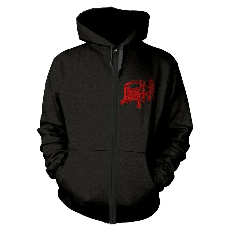 Death Unisex Hooded Top: The Sound Of Perseverance (back print) Hoodie with Hem Frayed Vintage Worn Death Unisex Hooded Top: The Sound Of Perseverance (back print) Hoodie with Hem Frayed Vintage Worn
