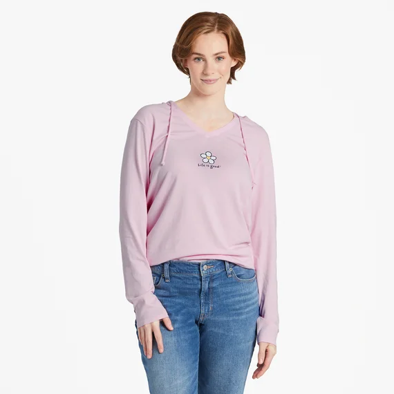 Life is Good. Women's Bold Heart Flower Long Sleeve Crusher-LITE Hooded Tee, Seashell Pink Hoodie with Crew Neck Simple Timeless Life is Good. Women's Bold Heart Flower Long Sleeve Crusher-LITE Hooded Tee, Seashell Pink Hoodie with Crew Neck Simple Timeless