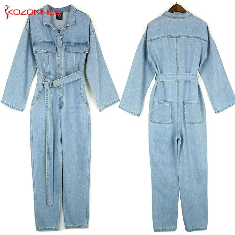 Loose Sashes Denim Work Suit Overalls Jumpsuits Pocket Rompers Jeans with high waist Plus Size Women Fashion Casual #92 Pastel Color Overalls Loose Sashes Denim Work Suit Overalls Jumpsuits Pocket Rompers Jeans with high waist Plus Size Women Fashion Casual #92 Pastel Color Overalls