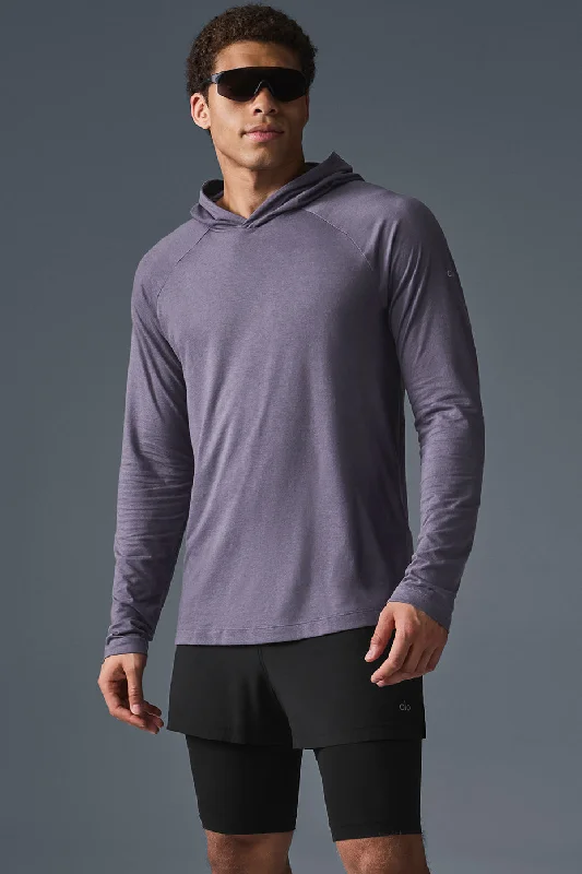 Core Hooded Runner - Italian Plum Hoodie with Batwing Sleeves Loose Dramatic