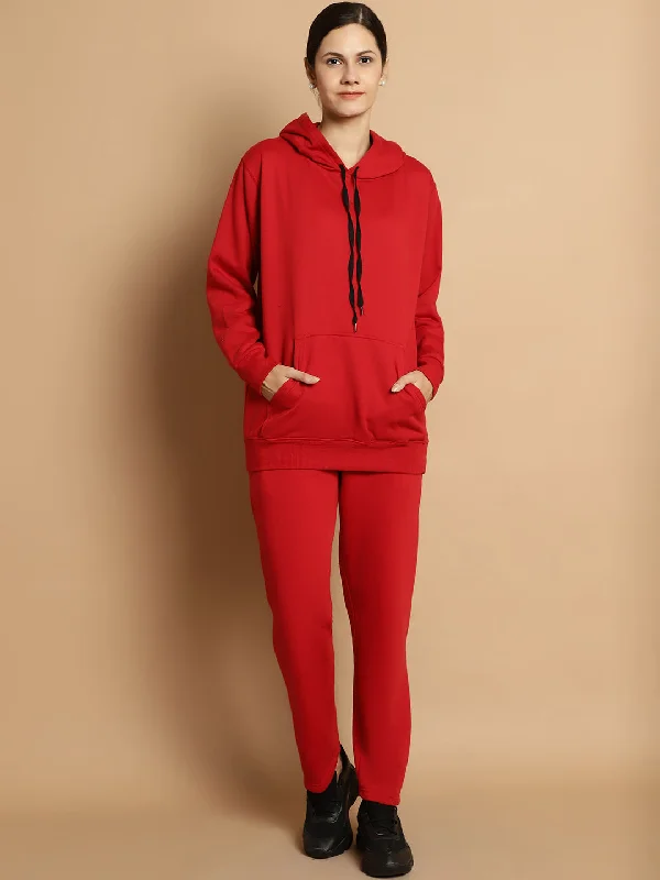Vimal Jonney Maroon Solid Hooded Cotton Fleece Tracksuit for Women(Kangaroo Pockets) Hoodie with Mesh Breathable Sporty Vimal Jonney Maroon Solid Hooded Cotton Fleece Tracksuit for Women(Kangaroo Pockets) Hoodie with Mesh Breathable Sporty
