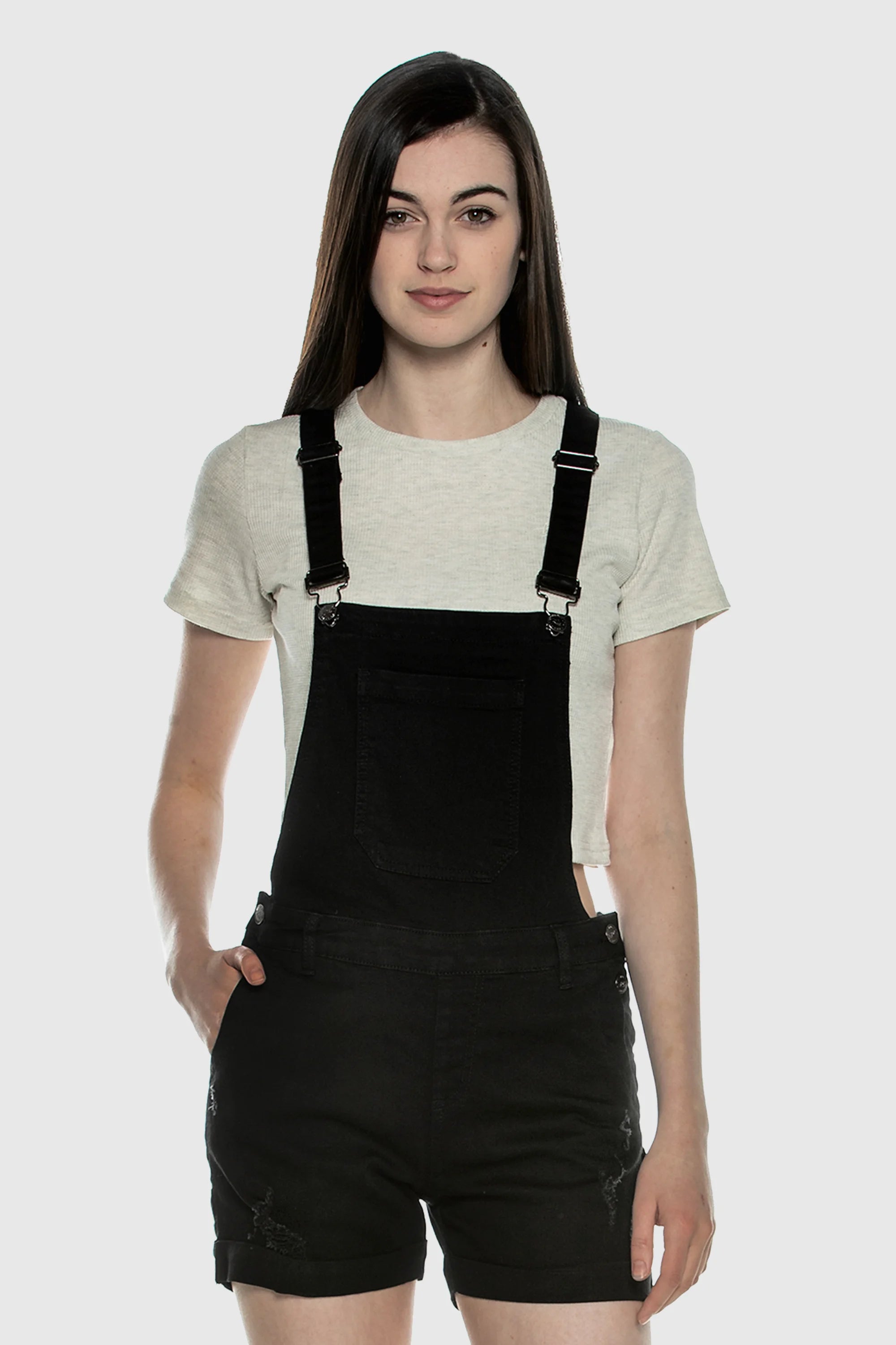 Denim Overalls Side Button Overalls