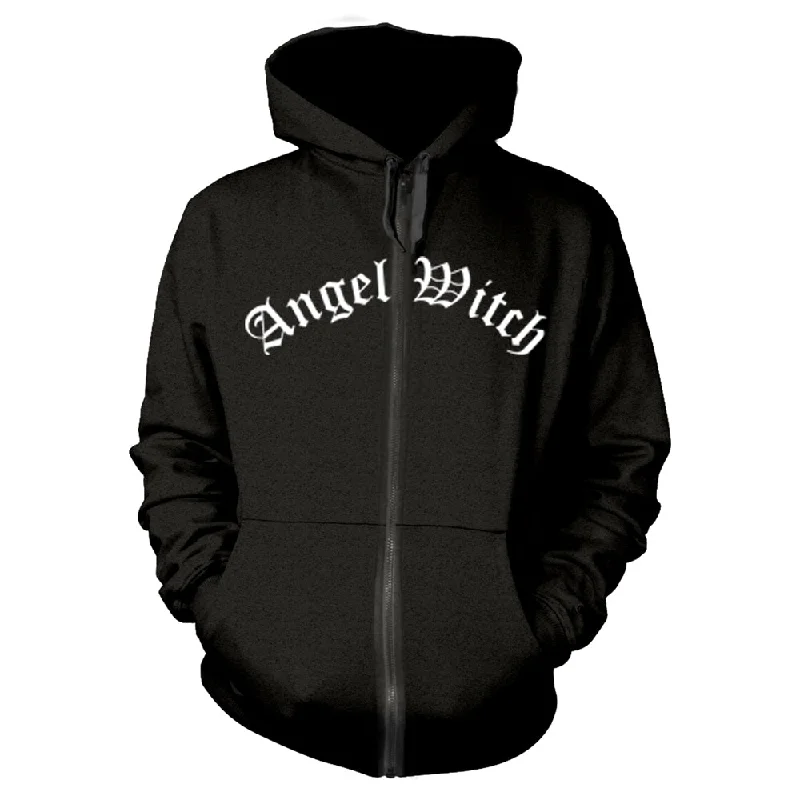 Angel Witch Unisex Hooded Top: Baphomet (Black) (back print) Hoodie with Hem Contrast Bold Stylish Angel Witch Unisex Hooded Top: Baphomet (Black) (back print) Hoodie with Hem Contrast Bold Stylish
