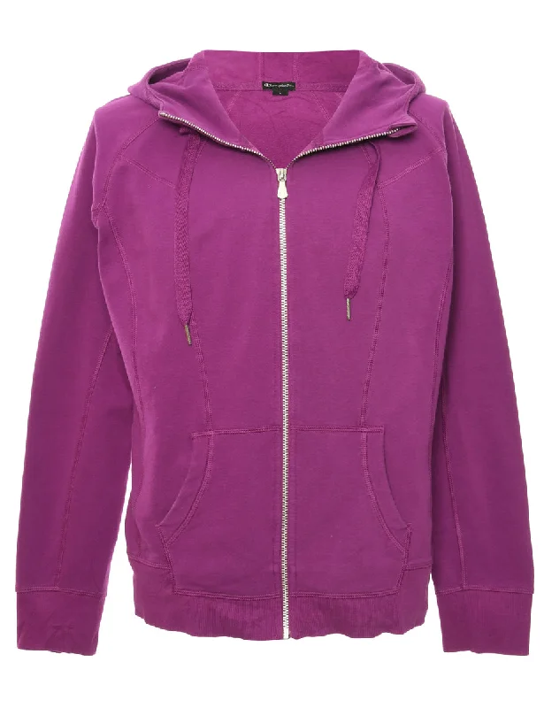 Purple Champion Hooded Track Top - L Graphic Hoodie Design Print