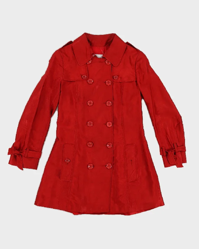 Red Moschino Cheap and Chic Trench Coat - XS Fashionable Double-Breasted Wool Trench